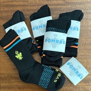 Bombas Black Socks with Blue and Orange Accents Lot of 5 size S